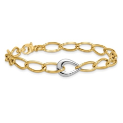 GEM AND HARMONY Ladies 14K And White Gold Curb Link Bracelet (7.75 Inches) In Yellow