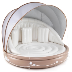 COSTWAY 73" Tanning Pool Lounger Float With Retractable & Removable Canopy Spf50+ In White