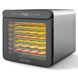 Costway Food Dehydrator 7 Stainless Steel Trays Dryer with 1-24H Timer Silver