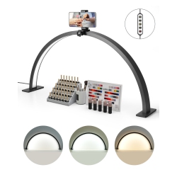 VEVOR 30 W Half Moon Nail Desk Lamp \w Phone Holder, Adjustable Brightness And Color Temperature, Arched Led Table Light for Nail Tech, Tattoo