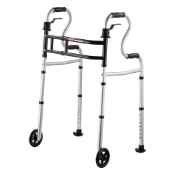 VEVOR 3-In-1 Folding Walker On Wheels, Stand-Assist Folding Walkers \w Adjustable Height And Width, Lightweight Aluminum | Front Wheeled Mobility