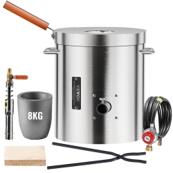 VEVOR 8Kg/18Lbs Propane Melting Furnace Kit, Gas Metal Melting Furnace Kit, Foundry Home Kiln \w Crucible, Tongs, Wooden Handle, Smelting Casting
