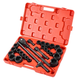 VEVOR 3/4 In Drive Impact Socket Set, 27 Pieces Sae 7/8 In to 2 In And Metric 22 MM to 50 Mm, 6 Point Cr-V Alloy Steel, Includes Extension Bars