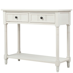 KEPOOMAN Console Table Traditional Design With Two Drawers And Bottom Shelf - In White