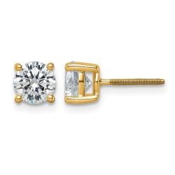 GEM AND HARMONY 4.00 Carat (Ctw Vs2, F) Certified Lab Grown Diamond Solitaire Stud Earrings In 14K Gold In Yellow
