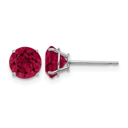 GEM AND HARMONY 2.20 Carat (Ctw) Lab-Created Ruby Solitaire Stud Earrings In 14K Gold (6Mm) In White