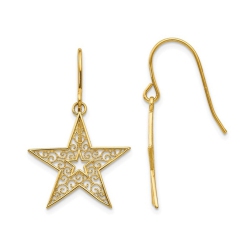 GEM AND HARMONY 14K Gold Polished Star Dangle Earrings In Yellow