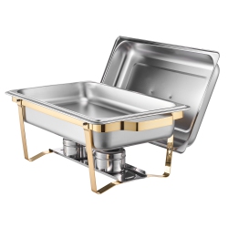 VEVOR 8 Qt Chafing Dish Buffet Set, 4 Pack, Stainless Steel Chafer \w 2 Full Size And 4 Half Size Pans, Rectangle Catering Warmer Server \w Lid