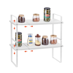 VEVOR Adjustable Kitchen Cabinet Shelf Organizer, Expandable 2 Tier Cabinet Shelf, Stackable Countertop Organizers And Storage Shelf Risers, Pantry