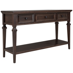 KEPOOMAN Classic Retro Style Console Table With Three Top Drawers And Open Style Bottom Shelf for Entryway - Espresso