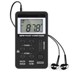 MYACUC Portable Radio, Am Fm Mini Rechargeable Battery Personal Digital Tuning Stereo Pocket Walkmen Radios With Earphone