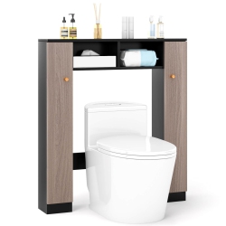 COSTWAY Over The Toilet Storage Cabinet Double Door Bathroom Toilet Storage Organizer