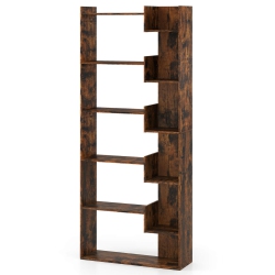 COSTWAY 1/2 PCs 6-Tier Bookshelf Tall Display Shelf With 11 Open Shelves 2 Anti-Tipping Kits Black/natural/white/brown