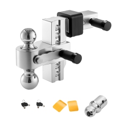 VEVOR 6-Inch Adjustable Trailer Hitch, Drop Hitch, Tri-Ball Mount for 2-Inch Hitch Receiver, Trailer Ball Size 1-7/8", 2" And 2-5/16", Max 15000 Lbs