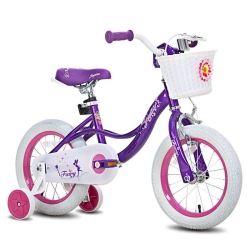 JOYSTAR Fairy 16 Inch Kids Bike for Ages 4 5 6 Years Girls, Toddler Bike With Training Wheels & Handbrake for 4-6 Years Old Child In Purple