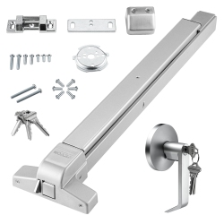 VEVOR 3 Keys Push Bar Door Locks, Carbon Steel Exit Doors, \w Exterior Lever, Push Bar Panic Exit Device Door Hardware for Metal Wood Door, for Left