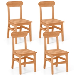 COSTWAY 1/2/4 PCs Patio Teak Wood Chair Wooden Armless Dining Chair With Slatted Seat