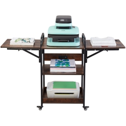 VEVOR 3 Tier Heat Press Table \w Charging Station, Movable Heat Press Stand, Foldable Heat Transfer Machine Stand \w Wheels, Rolling Metal Workbench