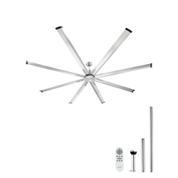 VEVOR 96 In Ceiling Fan Without Light, 6-Speed Remote Control, Aluminum 8-Blade, Reversible Dc Motor, Modern Low Profile Flush Mount Fan For