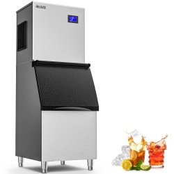 COOLSKI Commercial Ice Maker Machine 450Lbs/day, 22 Inch Wide Industrial Ice Machine \w Large Storage Bin, Ice Ready In 5-15 Min, Ice Maker For