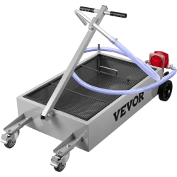 VEVOR 15 Gallon Oil Drain Pan, 57L Low Profile Oil Drain Pan, Large Capacity Oil Change Pan, Foldable Hand, \w Pump, Hose, Swivel Casters Wheels For