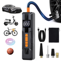 THE WAY Tire Inflation Portable Air Compressor - And 6000Mah Battery, 12V Mini Air Pump, Air Pump \w Pressure Gauge/led Light, Auto Shutoff