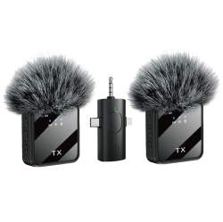 THE WAY Wireless Lavalier Microphone 3 In 1 Mobile Phone Vlog Video Recording Interview Live Broadcast Suitable for Android F11 (3 In 1 Square