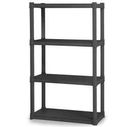 STERILITE 4 Shelf Unit Heavy Duty & Easy to Assemble Plastic Storage Unit In Gray