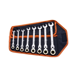 VEVOR 8-Piece Flex-Head Ratcheting Wrench Set, \w Roll-Up Pouch, Cr-V Steel Flexible Ratcheting Wrench Set Sae 5/16" to 3/4", Ideal for General