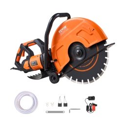 VEVOR 16 In Electric Concrete Saw, 3200 W 15 A Motor Circular Saw Cutter \w Max. 6 In Cutting Depth, Wet Disk Saw Cutter Includes Water Line, Pump