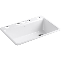 KOHLER K-5871-5Ua3-0 Riverby Single Bowl Undermount Kitchen Sink In White