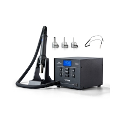 VEVOR 1000W Digital Smd Rework Station, 212℉-896℉ Hot Air Gun \w 99-Level Adjustable Airflow, 3 Pre-Set Channels & 3 Hot Air Nozzles for Chip