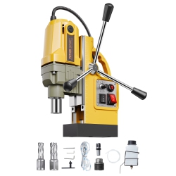 VEVOR 1200W Magnetic Drill, Motor 1.6 In Boring Diameter, 2810 Lbf Electric Mag Drill Press, \w 2 Coring Bits, Variable Speed, Metal Surface, Home