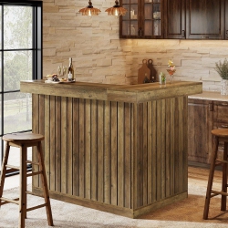 LANTINE L-Shaped Home Bar Unit, 4-Tier Corner Liquor Bar Table \w Storage Shelves And Wine Glasses Holder, Industrial Wine Cabinet Reception Desk