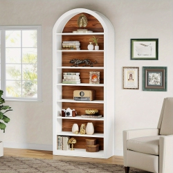 LANTINE 79.5" Arched Bookshelf, Modern Tall Arched Bookcase \w Storage Shelves, 8-Tier Floor Standing Open Display Shelving Unit for Living