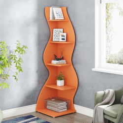 LANTINE Corner Shelf, Modern 5-Tier Wall Corner Bookshelf, Stylish Corner Small Bookcase Storage Rack Plant Stand \w Unique Shape for Living Room