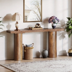 LANTINE Farmhouse Entryway Table, 63" Long Wood Console Table, Narrow Sofa Table Behind Couch for Living Room, Hallway, Entrance, Foyer