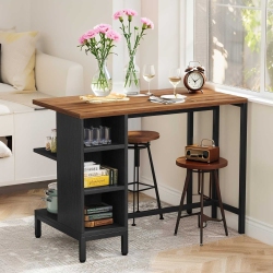 LANTINE Farmhouse Kitchen Island With 5 Open Shelves, Large Worktop Industrial Butcher Block (Stools Not Included)
