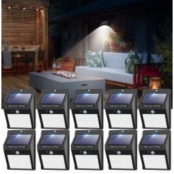BOLDDECO Pack Of 10 100Led Solar Motion Sensor Light Outdoor Wireless Solar Wall Lights Solar Security Lights for Fence Yard Garden Deck Garage