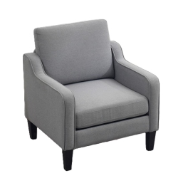 KARL HOME Cotton And Linen Contemporary Accent Chair Armchair for Living Room In Grey