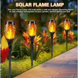 BOLDDECO 12PCs. Realistic Flickering Flame Solar Torch Lights Outdoor | Auto On/off | 8-12H Lighting | Heat & Frost Resistant | 270° Wide Angle
