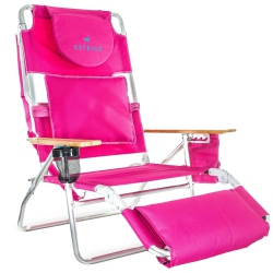 OSTRICH Deluxe 3N1 Lightweight Outdoor Lawn Beach Lounge Chair W/footrest In Pink