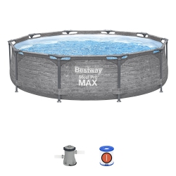 BESTWAY Steel Pro Max 10' X 30" Above Ground Outdoor Swimming Pool Set In Gray