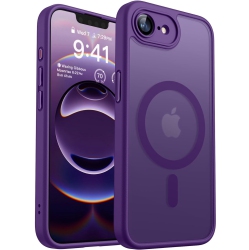CSMART [Cs] Matte Silicone Hybrid Magnetic Magsafe Case Cover for Iphone 16E, Dark In Purple