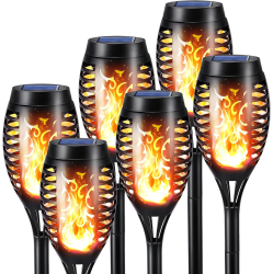 Solar Flame Torch Lights, 6 Pack Solar Lights Outdoor \w Flickering Flame, Waterproof Solar Pathway Lights Landscape Decoration Lighting for Garden, Lawn, Patio, Yard, Outdoor De