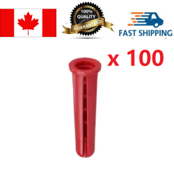 FASTENAL 10-12 X 1 Conical Plastic Anchor 1/4 Drill Size, Red, 100PCs