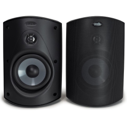 POLK AUDIO Atrium 5 Outdoor Speakers With Powerful Bass (Pair, Black), All-Weather Durability, Broad Sound Coverage, Speed-Lock Mounting System