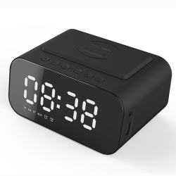MYACUC 4 In 1 Wireless Phone Charging Station, Smart Digital Alarm Clock, Bluetooth Speaker, Fm Radio for Bedroom And Office