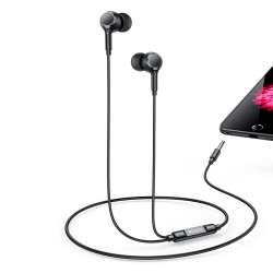 THE WAY Wired Earphone Round Hole, Suitable for Huawei Wired Earphones, Android In-Ear 3.5MM Interface Wired Earphones, HD Call (Black)