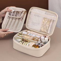 THE WAY New Free Partition Large Capacity High-End Portable Cosmetic Bag Travel Makeup Brush Cosmetic Bag Portable Car Box Travel Toiletries Bag